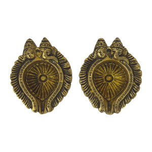 Brass Antique Lakshmi Ganapathi Design Diyas Small (1 pair)